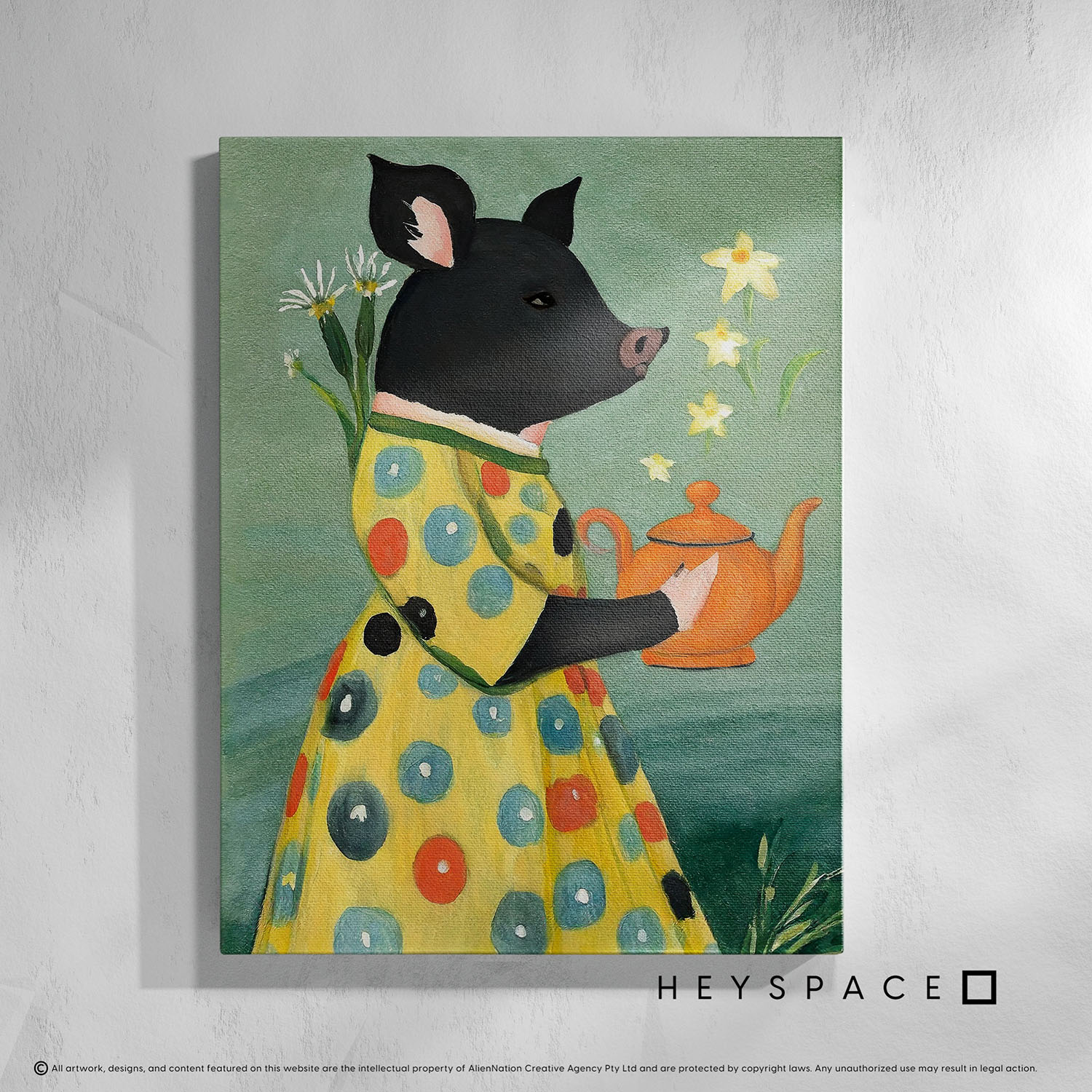 Pig in a yellow dress | Canvas