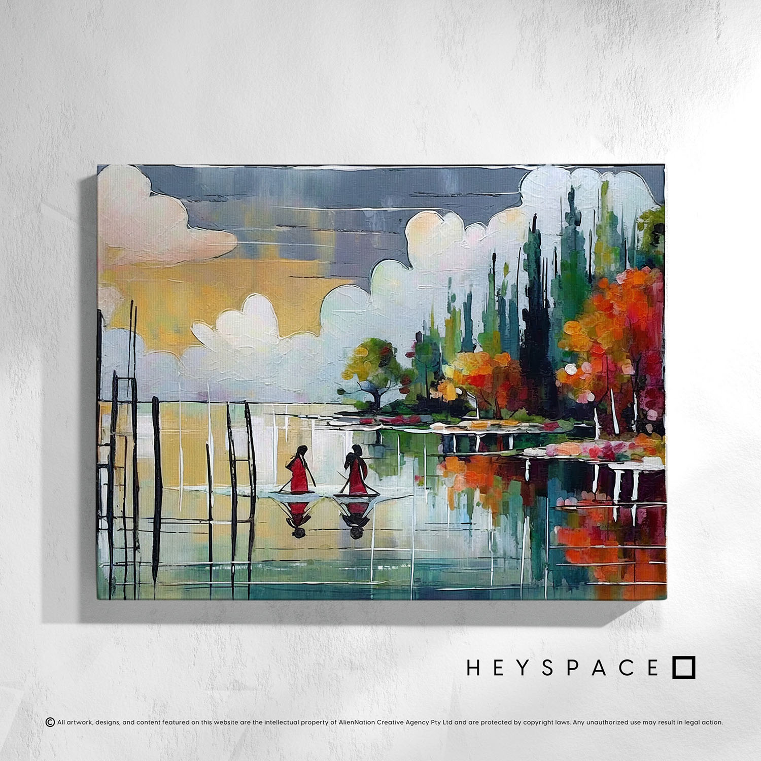 Two women fishing | Canvas