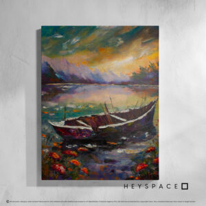 Sunrise over a broken boat | Canvas