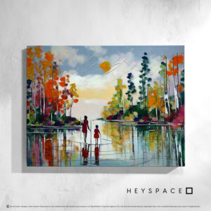 Two villagers in water with fishing spears | Canvas