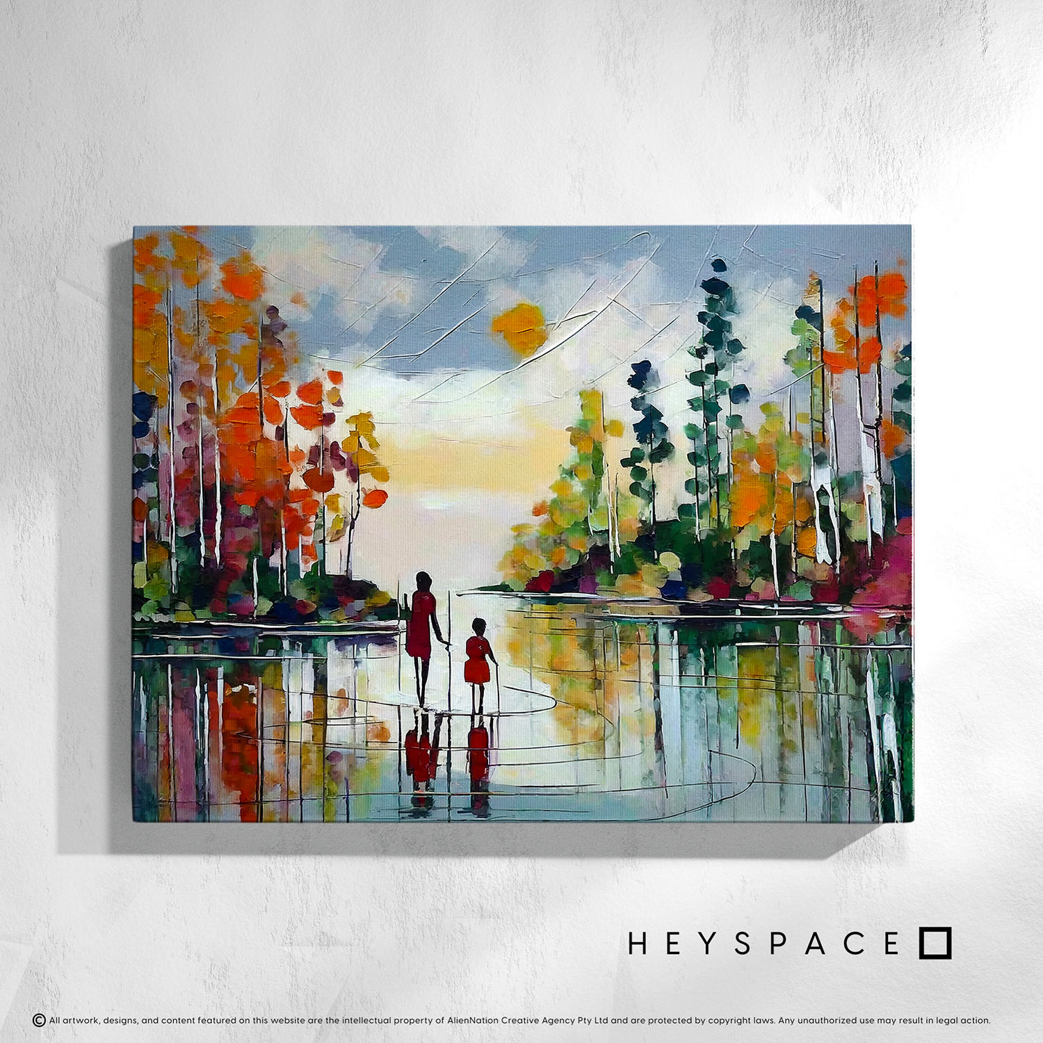 Two villagers in water with fishing spears | Canvas