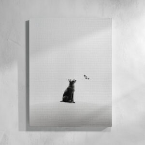 Minimalist Cat and Butterfly