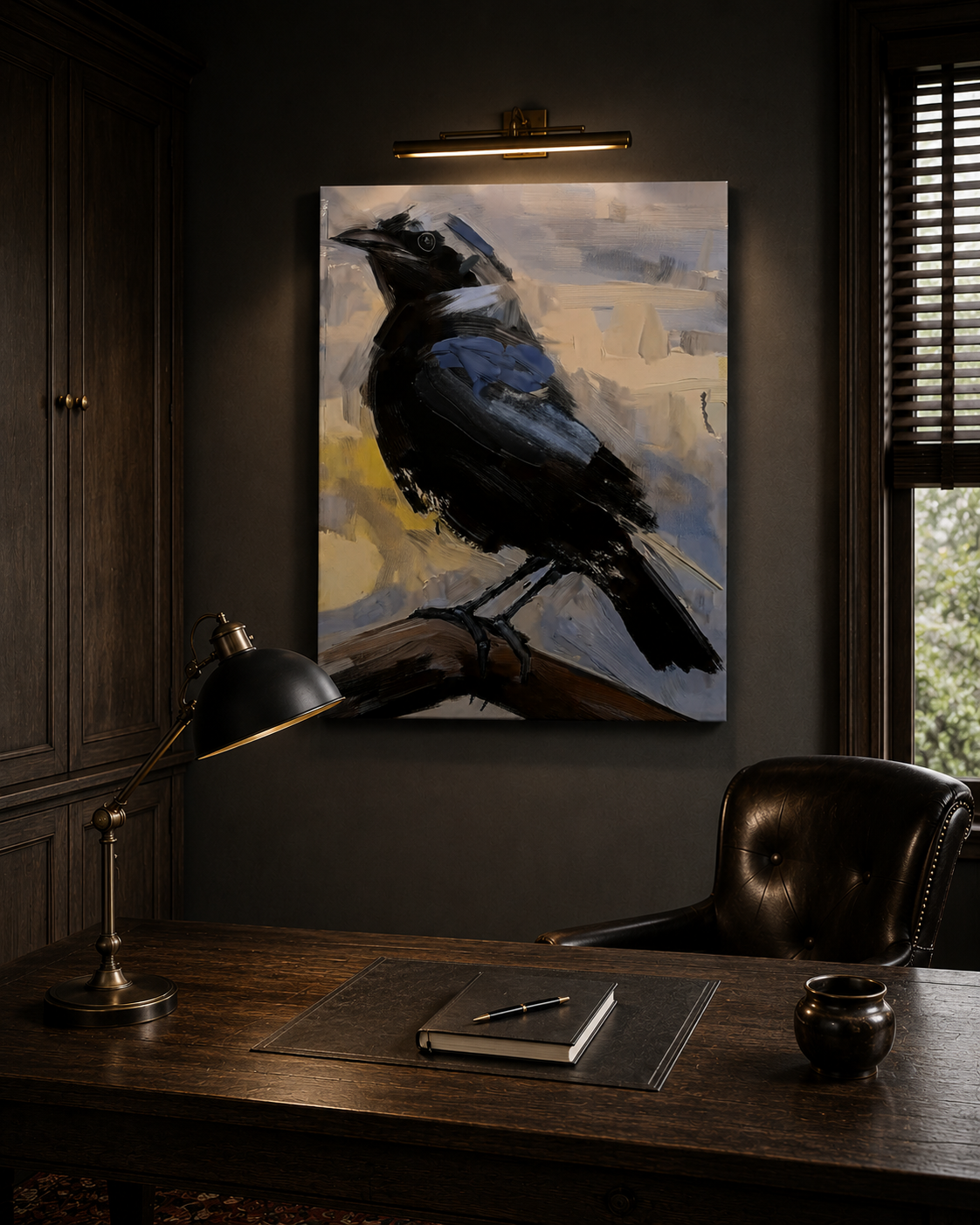 Contemporary Bird Portrait in Midnight Blue and Ivory - Image 2